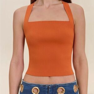 Cult Gaia Crawford Knit Top in Persimmon